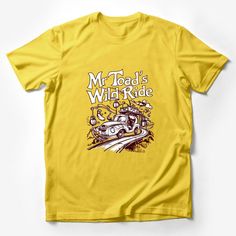 Relive the magic of classic theme parks with this vintage-inspired Mr Toad's Wild Ride T-shirt! This unisex tee features a nostalgic graphic that will take you back to the excitement and thrill of timeless amusement rides. Perfect for casual outings, this shirt is made with soft, comfortable material suitable for all-day wear. Whether for a day at the park or just adding a touch of retro fun to your outfit, this shirt is sure to be a conversation starter. Custom graphic T-Shirt.Customize your co Vintage Yellow T-shirt With Funny Print, Vintage Adventure Graphic T-shirt, Vintage Graphic Print T-shirt For Adventure, Vintage Short Sleeve T-shirt For Adventure, Cotton T-shirt With Graphic Print For Theme Park, Vintage Crew Neck Tops For Adventure, Crew Neck Cotton Tops For Theme Park, Cotton Crew Neck Top For Theme Park, Cotton Graphic Print Tops For Theme Park