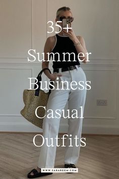 Looking for relaxed yet polished business casual outfit ideas to try this summer? You'll love this list of 35+ summer business casual outfits that are so versatile and stylish. Casual chic summer work outfits, office outfits. Simple Classy Outfits Summer, Casual Office Outfits Women Summer Work Attire Flats, Basic Work Outfits Summer, Mid Size Fashion Summer Work, What To Wear To The Office In The Summer, Women Summer Office Outfits, Hot Summer Work Outfits Business Casual, Laid Back Business Casual Outfits, Summer Outfits For Office Women