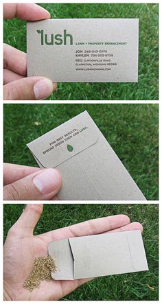 two photos showing the same business card in different stages of being held by someone's hand