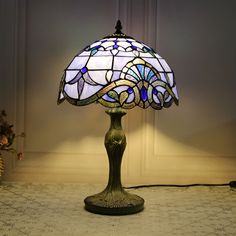 a lamp that is on top of a table