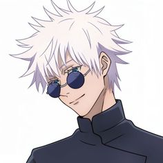 an anime character with white hair and glasses