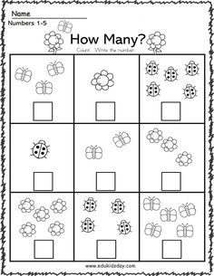 the printable worksheet for how many are ladybugs and bees?