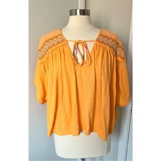 New With Tags, Flowy, V-Neck With Tassel Tie At The Chest. Beautiful Color, Perfect For Summer Summer Embroidered V-neck Peasant Top, Orange V-neck Top For Festivals, Spring Festival V-neck Peasant Top, Orange Embroidered Beach Top, Embroidered V-neck Peasant Top For Beach, Orange Embroidered Top For Beach, Orange Embroidered V-neck Top, Embroidered Orange V-neck Tops, Orange Bohemian Top With Floral Embroidery