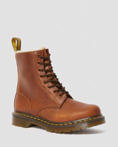 1460 Women's Faux Fur Lined Lace Up Boots in Butterscotch | Dr. Martens Style Doc Martens, Red Doc Martens, Doc Martens Style, Doc Martens Outfit, Doc Martens Boots, Ryan Guzman, Patent Boots, Army Boots, Karl Urban