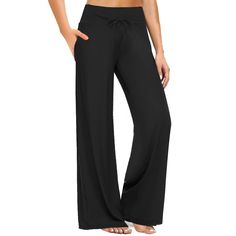 PRICES MAY VARY. 92% Polyester, 8% Spandex.Gentle touch, Soft as baby skin. Imported Drawstring Waist closure Machine wash cold, tumble dry low SOFT TOUCH: The lightweight, smooth fabric is super soft and non-see-through, has 4-way stretchy, comfy just like your second skin. The stretchy lounge palazzo yoga pants with high waisted design wrap your belly well. ENJOY CUSTOMIZED FIT: Covers various printed patterns: solid black, red plaid, floral print, dye tie, galaxy, green camo, leopard, cat, an Black Pajama Pants, Pajama Lounge, Black Pajamas, Leopard Cat, Casual Bottoms, Lounge Pajamas, Yoga Capris, Pajama Bottoms, Green Camo