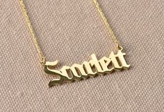 You can customize this old English name necklace with a name/ word of your choice. All our personalized name necklaces are suitable for all kinds of clothing and add a great sparkle to your wardrobe. #personalizednecklace #VivaRing #14kgoldnecklace #personalizedchoker #customnecklace #PersonalizedJewelry #personalizedgift #namenecklace #initialnecklace  #lovegifts #personalizedpendant #birthdaygiftromantic #romanticgifts #giftsforbestfriend Old English Names, Gifts Forbest Friend, Glamorous Dress, Personalized Gold Necklace, English Name, Diamond Choker Necklace, Dainty Diamond Necklace, Baby Mom, Name Necklaces