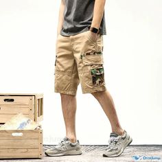 OrcaJump - Utility Shorts, Casual Sports Beach Shorts, Loose-Fitting Knee-Length Cargo Pants