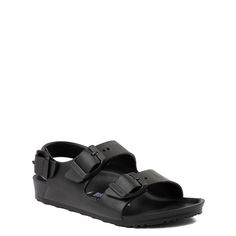 Big kid comfort sized down for smaller feet, it's the new Milano EVA Sandal from Birkenstock! Ready for whatever the season brings, the Milano EVA Sandal features one-piece EVA construction with adjustable buckle straps, contoured footbed, and du Casual Sport Sandals With Adjustable Fit, Casual Sandals With Buckle Closure And Adjustable Fit, Black Sport Sandals With Buckle Closure For Vacation, Black Adjustable Slides With Buckle Closure, Black Slides With Adjustable Strap For Vacation, Casual Sandals With Buckle Closure For Outdoor Activities, Casual Sandals With Buckle Closure For Outdoor, Black Sandals With Buckle Closure For Outdoor Activities, Casual Sport Sandals With Adjustable Double Straps