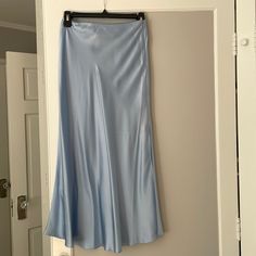 Never Worn, With Tags! Chic Blue Evening Maxi Skirt, Blue Silk Lined Bottoms, Blue Silk Relaxed Skirt Bottoms, Blue Silk Relaxed Skirt, Blue Silk Lined Skirt, Elegant Blue Flowy Maxi Skirt, Summer Blue Silk Maxi Skirt, Blue Silk Maxi Skirt For Summer, Chic Blue Flared Maxi Skirt