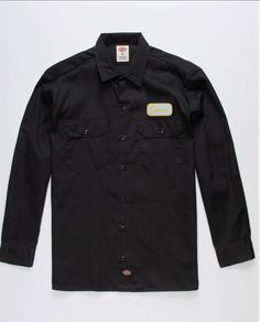 Dickies long sleeve button down twill work shirt with front flap pockets and iowa patch design. Men's sizing Relaxed fit Dickies Work Shirt, Florida Georgia, Work Shirt, Patch Design, Work Shirts, Name Plate, Flap Pocket, Iowa, Relaxed Fit