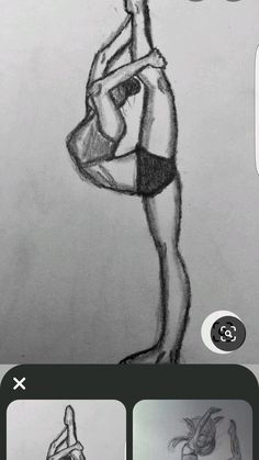 a drawing of a woman doing yoga poses on her cell phone, with the caption below