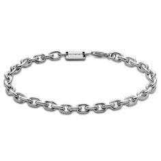 * 925s sterling silver construction
 * Rhodium plated for scratch and tarnish resistance Classic Silver Chain Bracelet With Polished Finish, Sterling Silver Bracelet With Silver Chain For Everyday Wear, Modern Polished Chain Link Bracelet, Silver Oval Link Bracelets For Everyday, Silver Oval Link Chain Bracelet With Cable Detail, Silver Cable Chain Bracelet With Oval Links, Sterling Silver Bracelet With Polished Finish For Everyday, Sterling Silver Rolo Chain Bracelet For Everyday, White Gold Cable Chain Bracelet With Oval Links