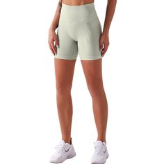 Light Green Seamless Sports Tank Bra with Shorts Set Breathable Seamless Fabric Shorts, Short Seamless Fabric Activewear, Seamless Fabric Athletic Shorts For Athleisure, Athleisure Athletic Shorts In Seamless Fabric, High Stretch Seamless Athleisure Shorts, Breathable Seamless Gym Shorts, Seamless Athletic Shorts With Built-in Shorts For Training, High Stretch Athleisure Shorts In Seamless Fabric, Seamless Training Shorts