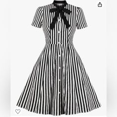 Nwot Brand New, Never Worn. Perfect Condition. Amazon Casual Short Sleeve Midi Dress, Striped Shirt Dress With Buttons, Chic Amazon Midi Dress With Short Sleeves, Chic Short Sleeve Midi Dress By Amazon, Elegant Striped Shirt Dress With Buttons, Fitted Striped Shirt Dress With Buttons, Classic White Dresses With Buttons, Amazon Fitted Short Sleeve Midi Dress, Amazon Fitted Midi Dress With Short Sleeves