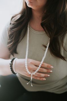 Selenite is incredibly special with an energy like no other. Wearing or meditating with this mala can help to cleanse negativity energy and bring clarity, relaxation and tranquility. Hand strung by artisans in Kathmandu, this mala features beautiful Selenite beads from Morocco finished with a gorgeous Quartz guru bead. These high quality crystal beads have undergone a special unique stabilization process to ensure that they will withstand every day wear and meditation. Selenite is a very peacefu Calming Aesthetic, Wrist Mala, Small Bracelets, Selenite Crystal, Power Crystals, Inner Light, Mala Bracelet, Worry Stones, Mala Necklace