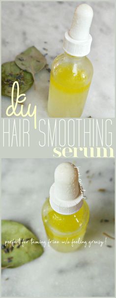 Learn how to make a DIY hair smoothing serum to tame fly aways and frizzy hair with ingredients like aloe vera gel and argan oil! Hair Serum Recipe, Black Hair Products, Diy Hair Serum, Natural Hair Serum, Back Hair Removal, Diy Hair Oil, Electrolysis Hair Removal, Diy Serum