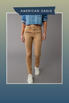 Structured mid-weight fabric with just the right amount of stretch/Zip fly/Front patch pockets/Open back pockets/This pant is Real Good: Made with the planet in mind & a promise to continue to do better. Do Better, Jeggings, Patch Pocket, Open Back, Women's Jeans, American Eagle Outfitters, American Eagle, Women Jeans, Pants