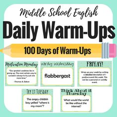 the middle school english daily warm up poster