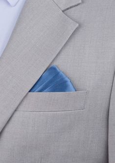 Silk Satin Carolina Blue Pocket Square - SARTORO Elegant Tailored Pocket Square For Formal Occasions, Tailored Elegant Pocket Square For Formal Occasions, Elegant Blue Pocket Square For Semi-formal Occasions, Elegant Blue Semi-formal Pocket Square, Classic Blue Pocket Square For Business, Blue Classic Pocket Square For Business, Elegant Tailored Pocket Square For Semi-formal Occasions, Elegant Formal Pocket Square, Classic Solid Pocket Square For Business