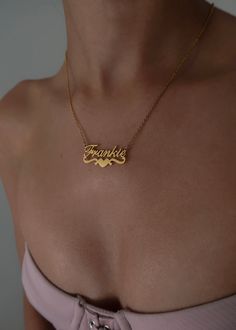 Gold dipped chain at 17 to 19 inches Gold dipped nameplate heart pendant Upper & lowercase letters available Name Plate Necklace Aesthetic, Name Necklace Aesthetic, Name Plate Necklace, Necklace Aesthetic, Upper And Lowercase Letters, Nameplate Necklace, Cute Names, Plate Necklace, Xmas Ideas