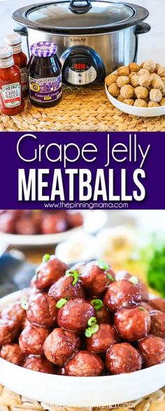 grape jelly meatballs in a white bowl