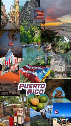 a collage of photos with the words puerto rico on it