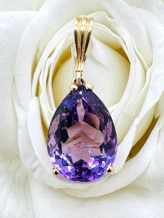 14K Yellow Gold Amethyst Big Tear Drop Pendant Necklace  A perfect gift for your loved one for any special occasion or holiday! Total Weight: 4.80g Pendant Length: 19.51mm Pendant Width: 13.10mm Necklace not included. There is an additional charge of $150 if necklace is needed.  Item will be put in a Gift Box. * Tear Drop Pendant, Drop Pendant Necklace, Drop Pendant, Tear Drop, Pendant Necklaces, Necklace Etsy, Jewelry Necklace Pendant, Special Occasion, Etsy Accessories