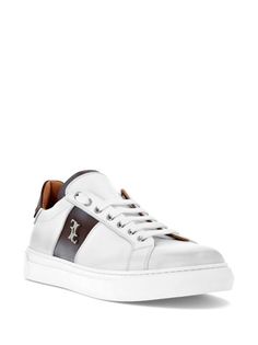 Billionaire logo-plaque Leather Sneakers - Farfetch Luxury Calf Leather Sneakers For Streetwear, Luxury High-top Sneakers With Embossed Logo, Luxury White High-top Sneakers With Embossed Logo, Luxury Custom White Sneakers With Embossed Logo, Luxury White Custom Sneakers With Embossed Logo, Luxury High-top Sneakers In Calf Leather With Round Toe, Luxury Leather High-top Sneakers With Leather Sole, Classic High-top Sneakers With Contrast Sole In Calf Leather, Classic High-top Sneakers In Calf Leather With Leather Sole