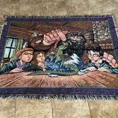 harry potter and hermione's hogwarts tapestry on the floor