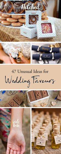 a collage of wedding favors, cookies and other items for the bride's party