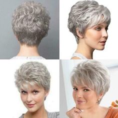 1PC Fashion Ladies Wigs Women's Wig Short Silver Grey Wig Natural NEW Hair B4G5 | eBay Female Short Curly Hair, Ladies Wigs, Grey Hair Pieces, Silver Wigs, Gorgeous Gray Hair, Natural Hair Wigs, Grey Wig, Choppy Hair, Wig Short