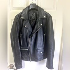 Dstld Leather Biker Jacket. 100% Real Leather. Ykk Hardware. All Pockets Are Functional. Has Two Inside Pockets. There's A Button That's Kind Of Broken (As Pictured) But Is Not Visible When Wearing And It's Still Functional (Pictured). Rest Of The Jacket Is In Like New Condition. Fits Like A Very Fitted Large. Great Alternative To Saint Laurent As The Fit Is Just As Slim. Open To Offers! Designer Biker Jacket For Fall Events, Designer Outerwear For Biker Events In Fall, Leather Biker Jacket, Biker Jacket, Real Leather, Inside Pocket, Mens Jackets, Saint Laurent, The 100