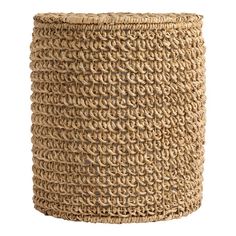 a large round woven basket on a white background