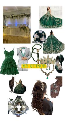 the collage shows many different types of clothing and accessories, including dresses, shoes, jewelry, and necklaces