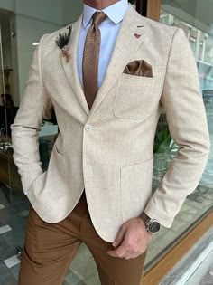 Linen Blazer Men, Terno Slim Fit, Suit Combinations, Blazer Outfits Men, Linen Suits, Mens Linen, Blazer Designs, Linen Jacket, Summer Suits