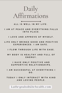 the daily affirmation is displayed on a gray background