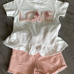 Brand New Never Worn. Size 4t, 100% Cotton, Elastic Band Waist. Spring Playwear Short-sleeved Tops, Cute White Cotton Shorts, White Short Top For Playwear, White Shorts For Spring Playwear, White Shorts For Playwear In Spring, White Cotton Playwear Shorts, Ballet Shirts, Nike Set, Levis Jean Jacket