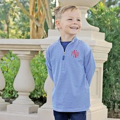 Make sure your little boy is ready for cooler weather with our new Half Zip Long Sleeve Boy's Pullover. Available in toddler and big boy sizes and a few different colors and stripes for you to choose from. Features a collar and half front zipper. Super versatile for Fall and Winter. Perfect to wear to school or sports activities. Add a monogram to finish the look. Looking to match with a sister or best friend? Shop the girl's colors with a ruffle here: Girl Half Zip Pullover Half Zip Long Sleeve, Boys Clothes, Half Zip Pullover, Cooler Weather, Big Boy, Sports Activities, Navy Stripes, Big Boys, Half Zip