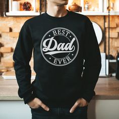 "Best Dad Ever Sweater, Father's Day Sweatshirt, Cool Dad Shirt, Father Gift, Fathers Day Gift, Dad Birthday Gift, Best Dad Shirt, Daddy Gift Hi! Welcome. It's great to see you here! ☺️  Our shirts are clean, high quality and soft. It is prepared quickly by our boutique.  Ironing and shipped.  Enjoy your shopping!  It is a pleasure for us to help you with your questions and you can reach us at any time.  Please, don't forget to check our size cards. HOW TO ORDER SHIRT 👕  Please, choose your fav Casual Father's Day Gift Sweatshirt, Father's Day Casual Sweatshirt Gift, Winter Birthday T-shirt With Letter Print, Black Graphic Print Sweatshirt For Birthday, Father's Day Crew Neck Sweatshirt As Gift, Father's Day Gift Crew Neck Sweatshirt, Father's Day Cotton Sweatshirt With Name Print, Black Long Sleeve Sweatshirt For Birthday, Father's Day Long Sleeve Letter Print T-shirt