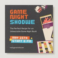 a flyer for the game night show