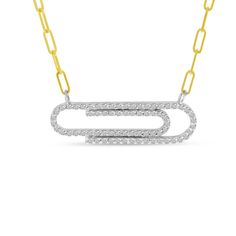 Birmingham Jewelry Item Number: BJP10893TT-18 Women's Necklace Diamond Classic Paperclip Necklace 14K Two-Tone White and Yellow Gold Diamonds: 0.35ct Yellow Gold Diamond Necklace With Paperclip Chain, White Gold Sterling Silver Paperclip Necklace, Formal 14k Gold Paperclip Jewelry, Formal Paperclip Chain Necklace, White Gold Necklace With Paperclip Chain For Anniversary, White Gold Paperclip Chain Necklace For Formal Occasions, Formal White Gold Necklace With Paperclip Chain, Formal White Gold Paperclip Chain Necklace, Formal Diamond Jewelry With Paperclip Chain