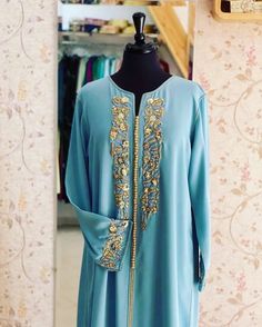 Moroccan blue Hand Beaded caftan , this item is made to order and can be personalised Dubai Dress, Caftan Moroccan, Kaftan Abaya, Moroccan Kaftan, Moroccan Blue, Blue Hand, Hand Beading, Dress Clothes For Women, African Fashion