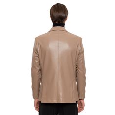 Create a suave look in this fine PU leather blazer with notched lapels and a slim, figure-hugging silhouette, making it a classy, easy-to-wear option that's a great addition to almost any outfit. Tailored from environmentally friendly materials and treated to resist stains and water for maximum longevity and durability. Men's Leather Jacket PU Leather Exterior Slim-Fit Notch Lapel Single-Breasted, Two-Button Closure 3 Exterior Pockets Dry Clean Only Imported Hugging Silhouette, Blazer Beige, Men's Leather Jacket, Leather Blazer, Single Breasted, Environmentally Friendly, Pu Leather, Dry Clean, Leather Jacket