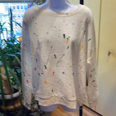 Nwt Plain Splatter Design Sweatshirt. French Terry Type Cotton. Very Stretchy Design Sweatshirt, Paint Splatter, Sweatshirt Designs, French Terry, Color White, Womens Tops, Paint, Sweatshirts, Women Shopping