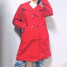 Mng By Mango Red Long Trench Classic Pea Coat Fully Lined Button Closure Flap Collar Neck 2 Side Pockets 100% Cotton With 100% Polyester Lining Long Sleeve Long Mid Length Style Trench Coat Gorgeous Chic Red Color Never Worn, Excellent Condition Size Large / L Red Single Breasted Cotton Outerwear, Red Lapel Collar Outerwear With Buttons, Red Single-breasted Cotton Outerwear, Red Outerwear With Lapel Collar And Buttons, Casual Red Outerwear With Lapel Collar, Red Double-breasted Long Sleeve Outerwear, Red Double-breasted Outerwear For Fall, Red Long Sleeve Double-breasted Outerwear, Red Cotton Button-up Outerwear