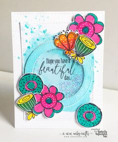 a handmade card with flowers and donuts on the front, says happy you have a beautiful day