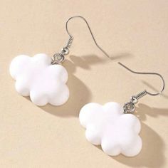 Length: 1 Inch - Key Words: Cloud Clouds Cute Kawaii White Earrings Jewelry Dreamy Dream Drop Dangle Anime Cartoon Mario Alice In Wonderland Videogame Nerd Nerdy Geek Geeky Funny Game Cute Little Earrings, Simple White Drop Earrings, Cute White Drop Earrings, Kawaii White Jewelry For Gifts, Handmade White Kawaii Jewelry, White Handmade Kawaii Jewelry, Cute White Earrings For Everyday Wear, Cute White Earrings For Everyday, Casual White Drop Earrings