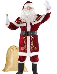 PRICES MAY VARY. Material: 95% polyester, 5% spandex velvet; 51% acrylic, 49% polyester faux fur. Dry Clean Only. Premium 12pcs Santa Suit Included: This Santa suit has everything you'll need to make a truly memorable Christmas. Red velvet pullover jacket; Pants have elastic waist;Cape with Velcro, sleeves & hemline edged band of faux fur;Belt with Buckle;Red velvet hat has fur edge band & pompom at tip;Gloves; Glasses; Wig;Beard;Boot Covers;Gold gift bag;Bell. Suitable Occasion: Santa outfit is Mrs Claus Dress, Waist Cape, Christmas Decor Shop, Santa Claus Dress, Fur Belt, Santa Hat Png, Santa Claus Suit, Merry Christmas Decor, Have A Merry Christmas