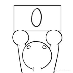 a drawing of an animal with a sign above its head