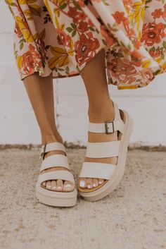 Buckle Platform Sandal - Women's Clog Sandal | ROOLEE Spring Favorites, Closet Basics, Church Fits, Black Platform Sandals, Sandals Outfit, Chunky Sandals, Leather Platform Sandals, Book Dragon, White Sandals